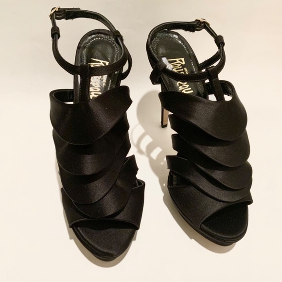 Jerome C. Rousseau Quorra Black Open Toe Pumps Stiletto Heel Fashionable Shoes - Picture 7 of 13